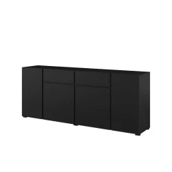 comodă Asimetric 4 uși 2 sertare - negru onix
