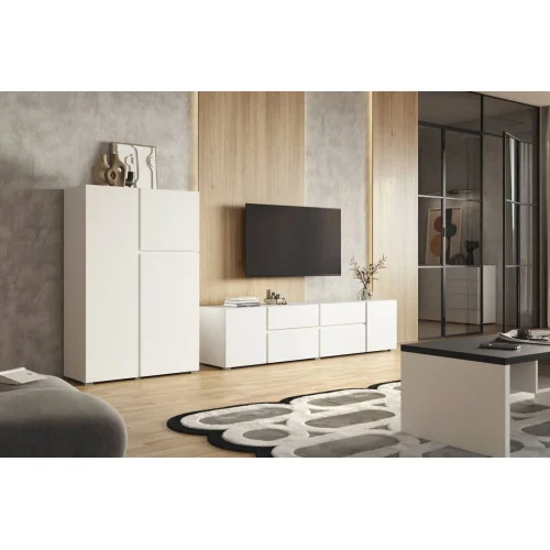 set mobilier living Asimetric - culoare alb