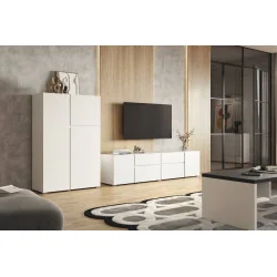 set mobilier living Asimetric - culoare alb