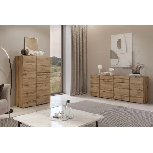 set mobilier living Asimetric - culoare stejar wotan