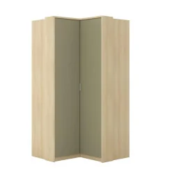 Dulap de colț pentru haine Terra - stejar Lindberg + eucalipt (verde)