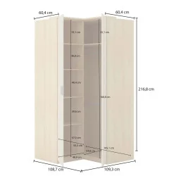 Dulap de colț pentru haine Terra - dimensiuni