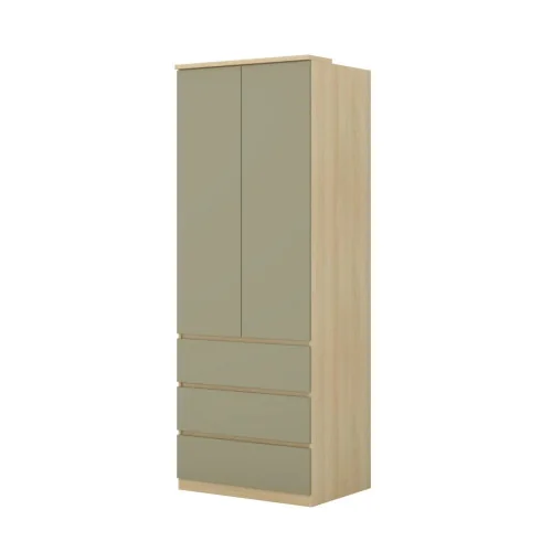 Dulap de haine Terra 2 uși 3 sertare - varianta modulară pentru integrat în configurații - stejar Lindberg + eucalipt