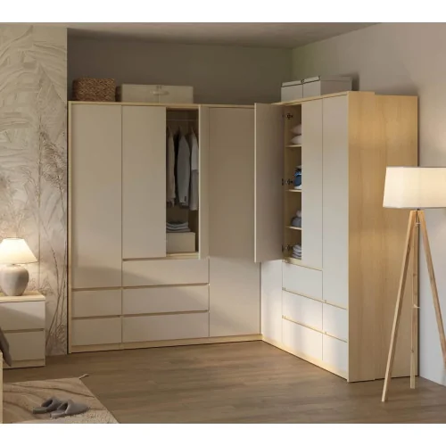set mobilier dulap Terra - stejar Lindberg + bej nisip