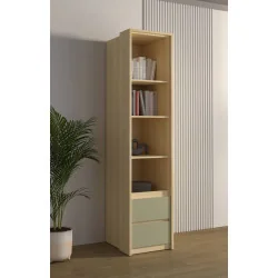 Dulap Terra 2 sertare - varianta solo - stejar Lindberg + eucalipt (verde)