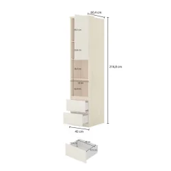 Dulap Terra 1 ușă mică, 2 sertare - cote