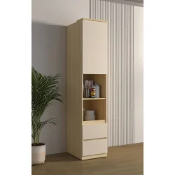 Dulap Terra 1 ușă mică, 2 sertare - varianta modulara - culoare stejar Lindberg + bej