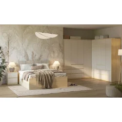 set mobilier dormitor Terra - stejar Lindberg + bej nisip