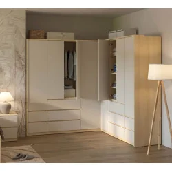 set mobilier dulap Terra - stejar Lindberg + bej nisip