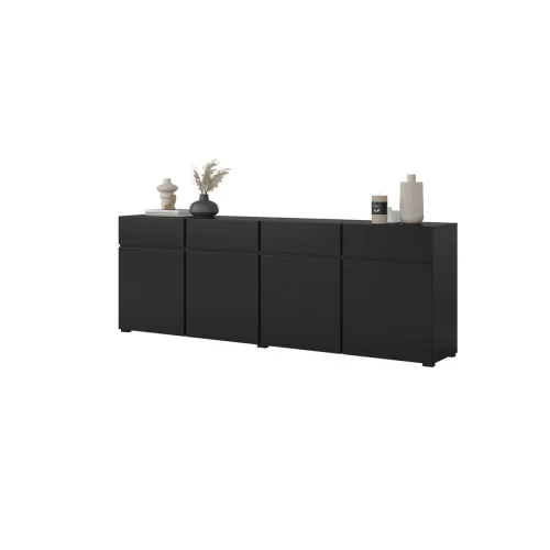 comodă Cross 4 sertare 4 uși - culoare negru onix