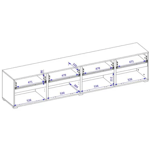 comodă Cross 4 sertare 4 uși - h 48 cm - cote interior