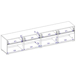 comodă Cross 4 sertare 4 uși - h 48 cm - cote interior