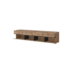 comodă Cross 4 sertare 4 uși - deschise - h 48 cm - culoare stejar wotan