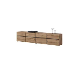 comodă Cross 4 sertare 4 uși - h 48 cm - culoare stejar wotan