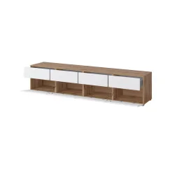 comodă Cross 4 sertare 4 uși - deschise - h 48 cm - culoare stejar + alb