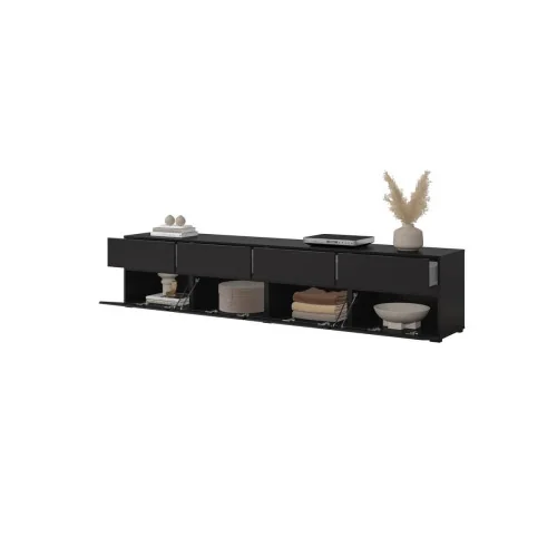 comodă Cross 4 sertare 4 uși - deschise - h 48 cm - culoare negru