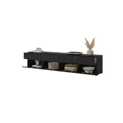 comodă Cross 4 sertare 4 uși - deschise - h 48 cm - culoare negru