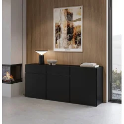 comodă Cross 3 sertare 3 uși - 180 cm - negru - living