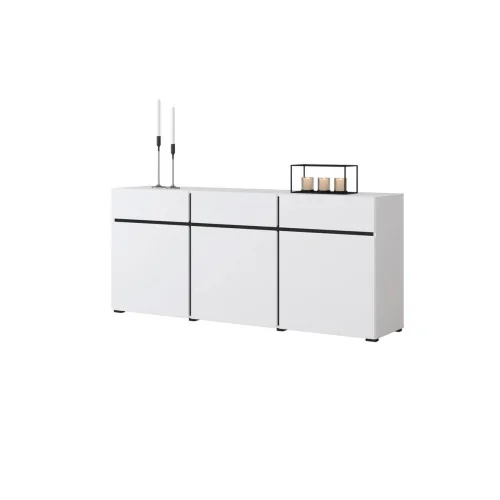 comodă Cross 3 sertare 3 uși - 180 cm - culoare alb + negru