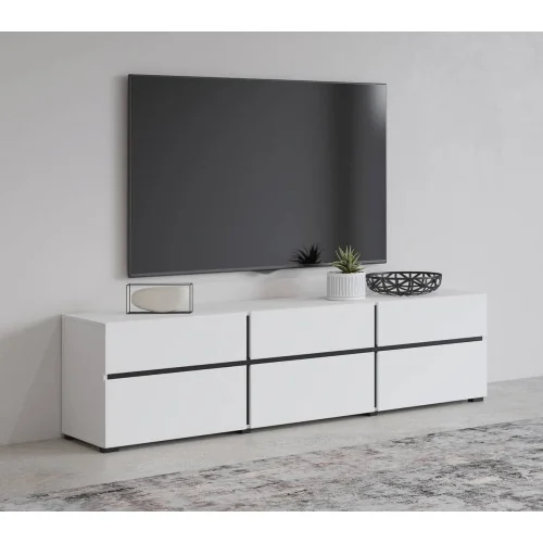 comodă TV Cross 3 uși 3 sertare - h48 cm - alb