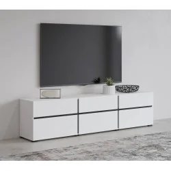 comodă TV Cross 3 uși 3 sertare - h48 cm - alb