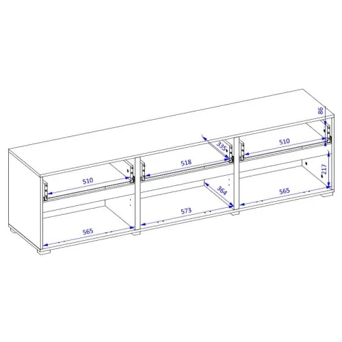 comodă Cross 3 uși 3 sertare - h48 cm - cote