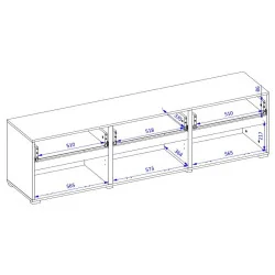 comodă Cross 3 uși 3 sertare - h48 cm - cote