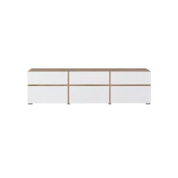 comodă Cross 3 sertare 3 uși - h 48 cm - culoare stejar + negru - frontal