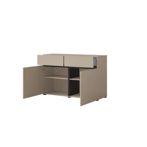 comodă Cross 2 uși 2 sertare deschise - 120 cm - culoare congo
