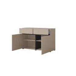 comodă Cross 2 uși 2 sertare deschise - 120 cm - culoare congo