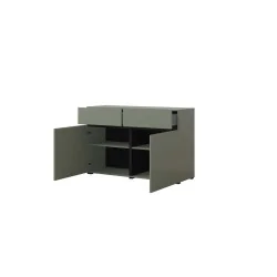 comodă Cross 2 uși 2 sertare deschise - 120 cm - culoare verde + negru