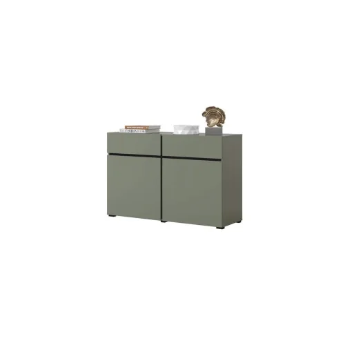 comodă Cross 2 uși 2 sertare - 120 cm - culoare verde + negru