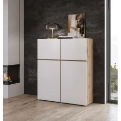 aranjament dulap Cross 4 uși - culoare stejar + alb