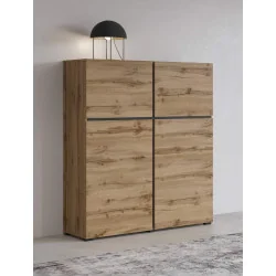 aranjament dulap Cross 4 uși - culoare stejar wotan + negru