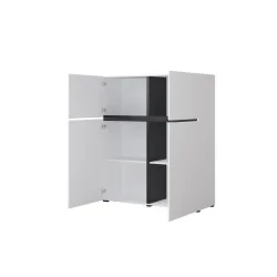 dulap Cross 4 uși deschise - culoare alb + negru