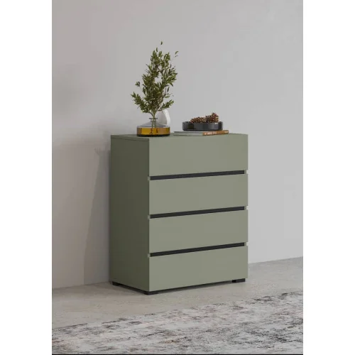 aranjament comodă Cross 4 sertare - 60 cm - culoare verde + negru