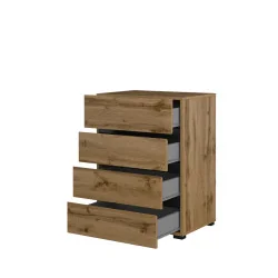 comodă Cross 4 sertare deschise - 60 cm - culoare stejar wotan