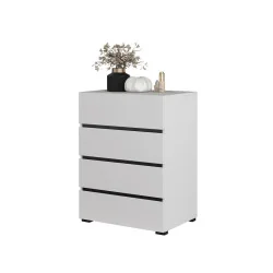 comodă Cross 4 sertare - 60 cm - culoare alb + negru