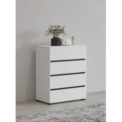 aranjament comodă Cross 4 sertare - 60 cm - culoare alb + negru