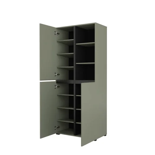 dulap Cross 3 uși deschise - culoare verde + negru