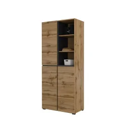 dulap Cross 3 uși - culoare stejar wotan + negru