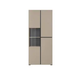 dulap vitrină Cross 3 uși - 80 cm - culoare congo + negru - front