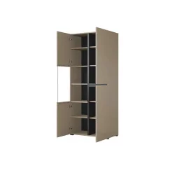 dulap vitrină Cross 3 uși deschise - 80 cm - culoare congo + negru