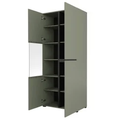 dulap vitrină Cross 3 uși deschise - 80 cm - culoare verde + negru