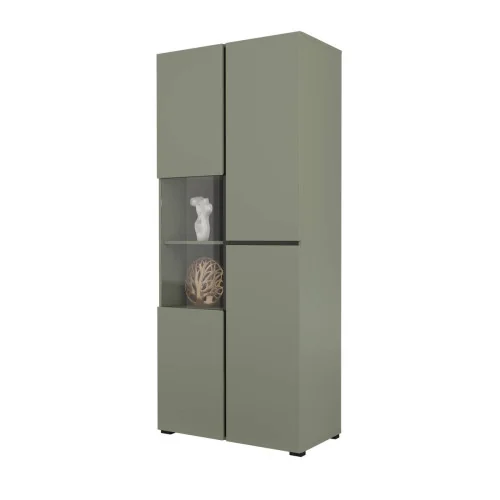 dulap vitrină Cross 3 uși - 80 cm - culoare verde + negru