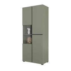 dulap vitrină Cross 3 uși - 80 cm - culoare verde + negru