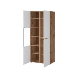 dulap vitrină Cross 3 uși deschise - 80 cm - stejar wotan + alb