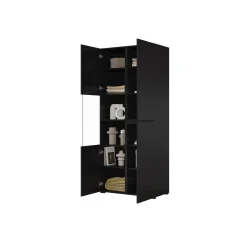 dulap vitrină Cross 3 uși deschise - 80 cm - negru onix
