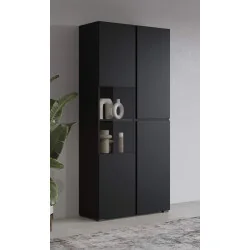 aranjament dulap vitrină Cross 3 uși - 80 cm - negru onix