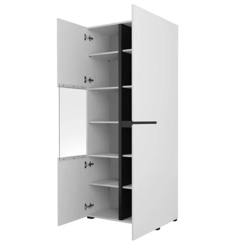 dulap vitrină Cross 3 uși deschise - 80 cm - alb + negru